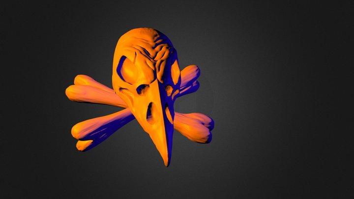 Raven Skull + Bones 3D Model