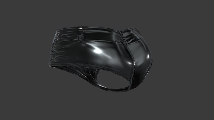 Shiny PVU Leather Female Micro Shorts 3D Model