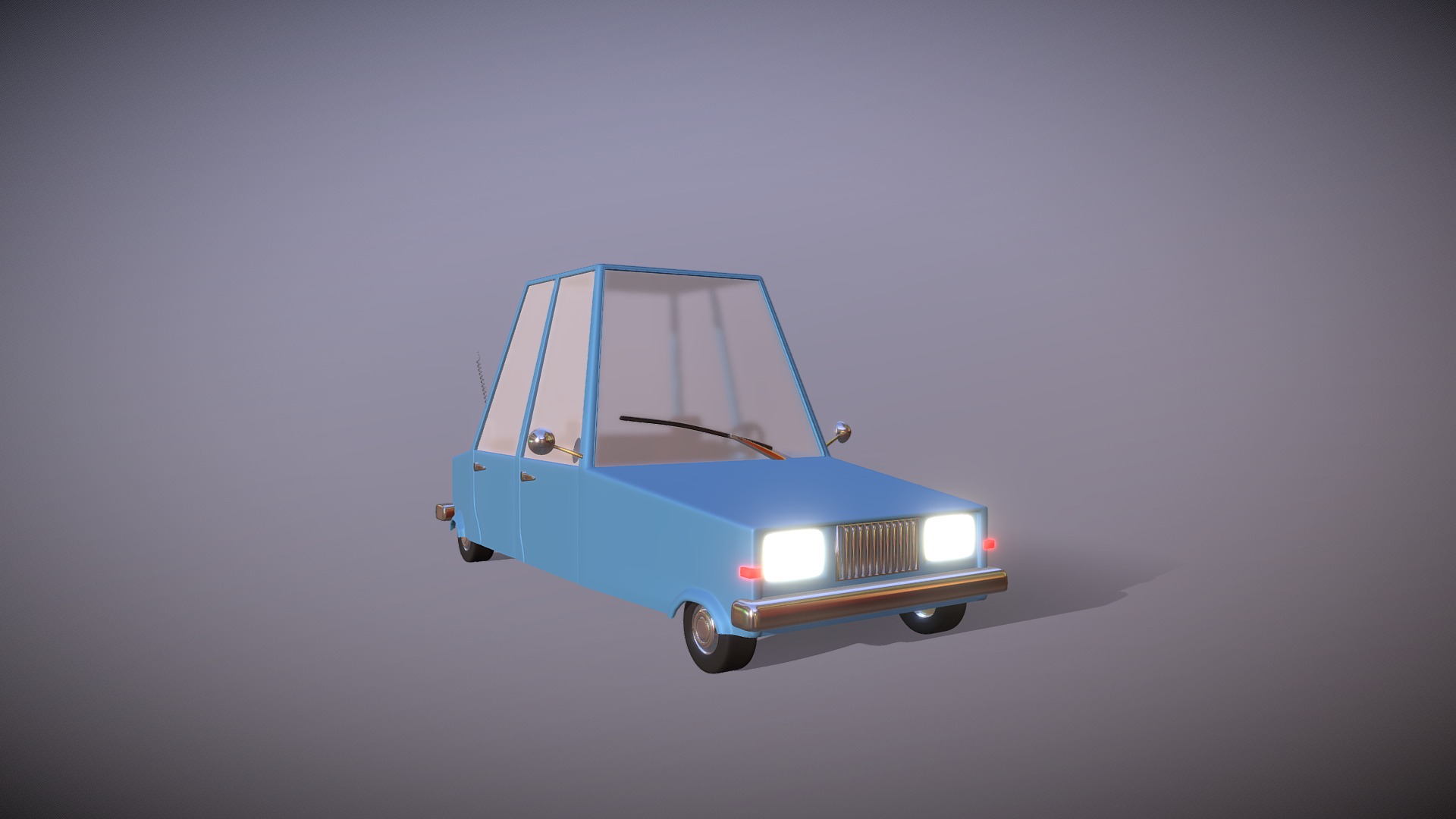 3D model Cartoon Car 2 - This is a 3D model of the Cartoon Car 2. The 3D model is about a blue car with a white roof.