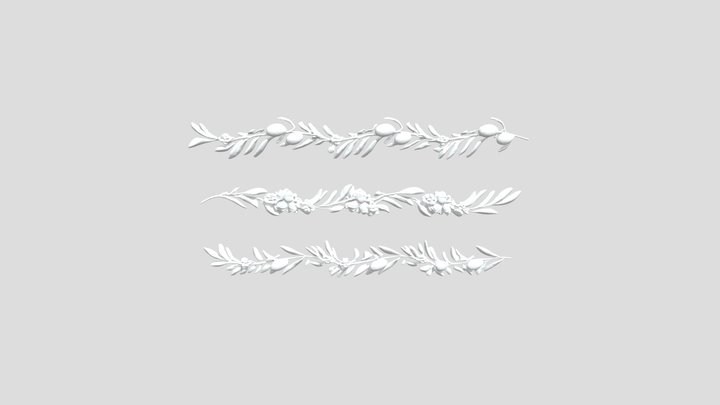 Olive Garland Borders 3D Model