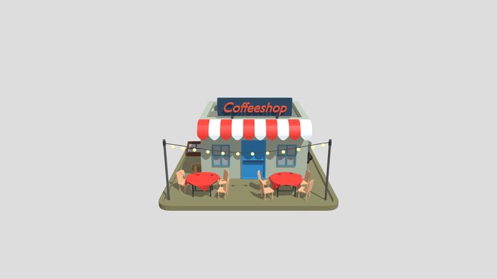 Low poly CoffeeShop 3D Model