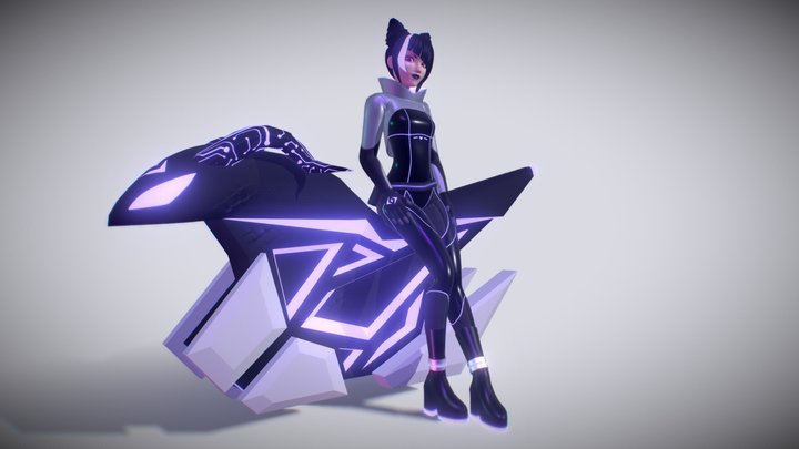 Cyberpunk Styled Character and Vehicle 3D Model