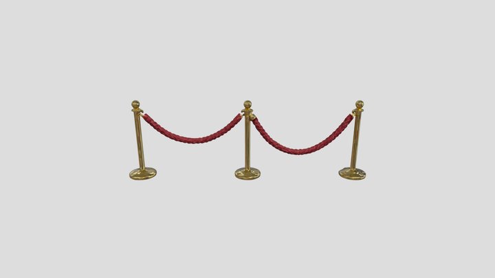 Red Velvet Rope Barriers 3D Model