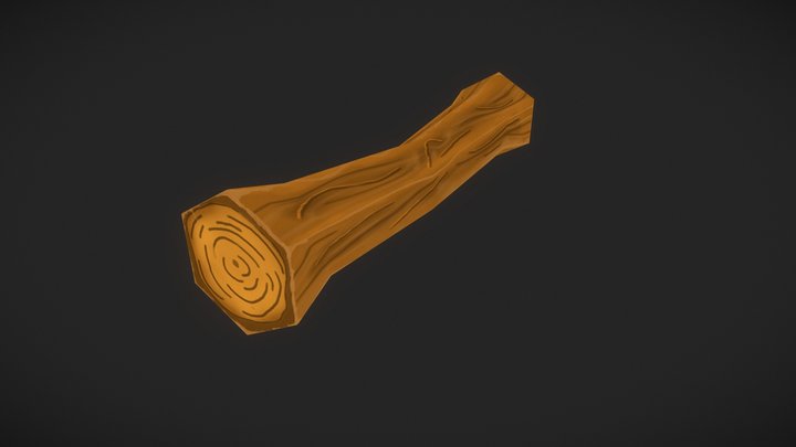 Wood Log Hand Painted 3D Model