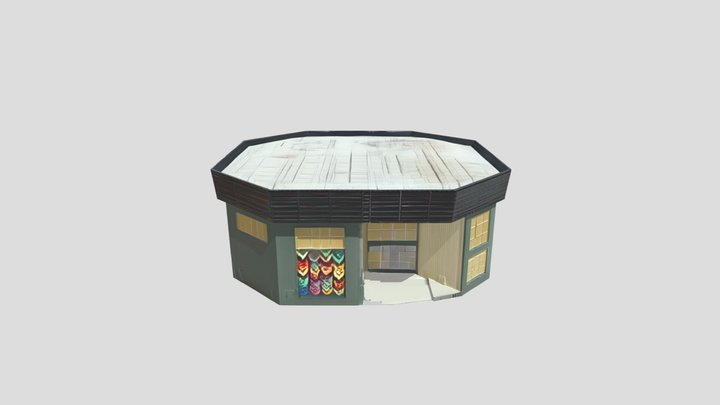 A polygonal single-story commercial building. – Gratis 3D-model STL