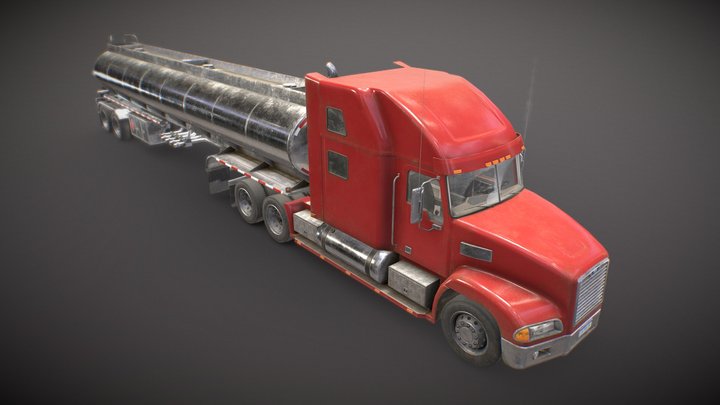 Semi Truck Tanker - Low Poly 3D Model