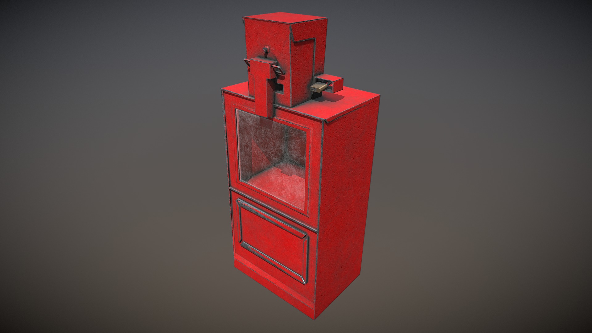 3D model Old News Stand - This is a 3D model of the Old News Stand. The 3D model is about a red and white box.