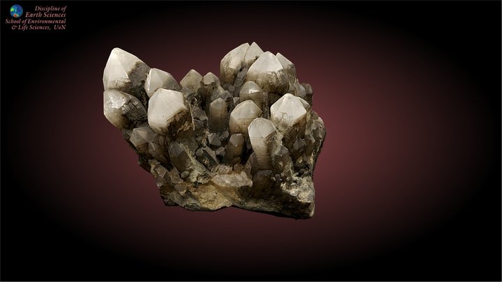 Quartz crystal cluster 3D Model