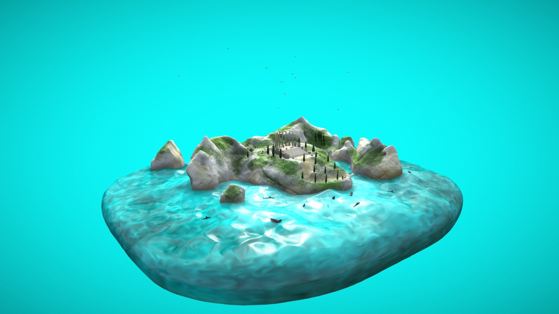 Ancient Temple on island in sea - Download Free 3D model by Kroen ...