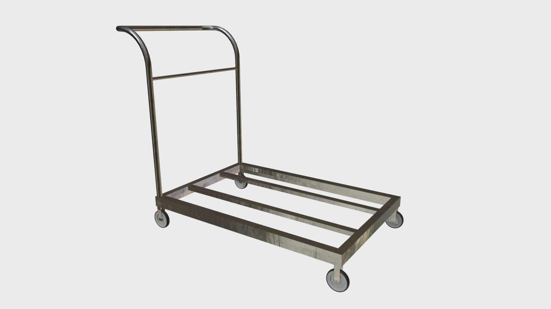 3D model Platform trolley cart 2 - This is a 3D model of the Platform trolley cart 2. The 3D model is about a metal table with a metal frame.