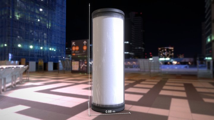 Advertising Pillar with Glass Version 1 3D Model