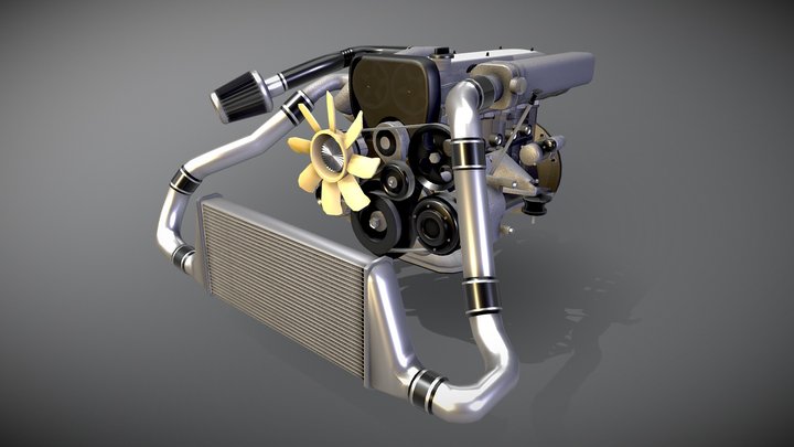 Engine Inline 6 (Motor) Animated 3D Model