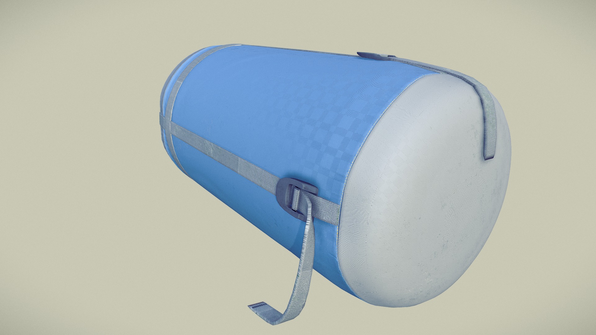 3D model Sleeping Bag – Packed - This is a 3D model of the Sleeping Bag - Packed. The 3D model is about a blue and white circular object.