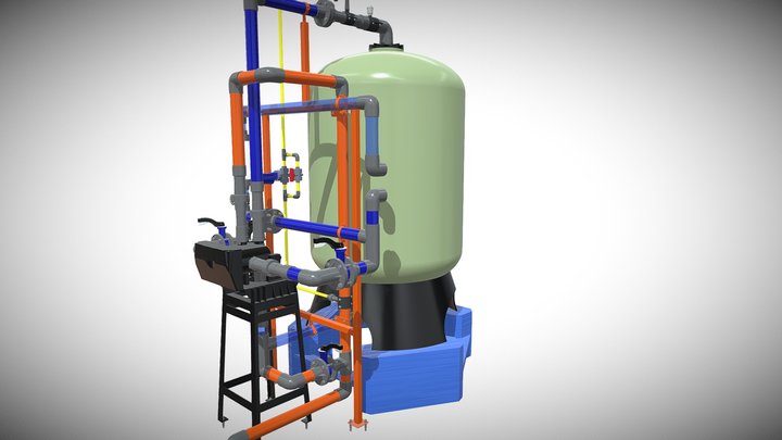 Autovalve 4872 Sand Filter Tank 3D Model