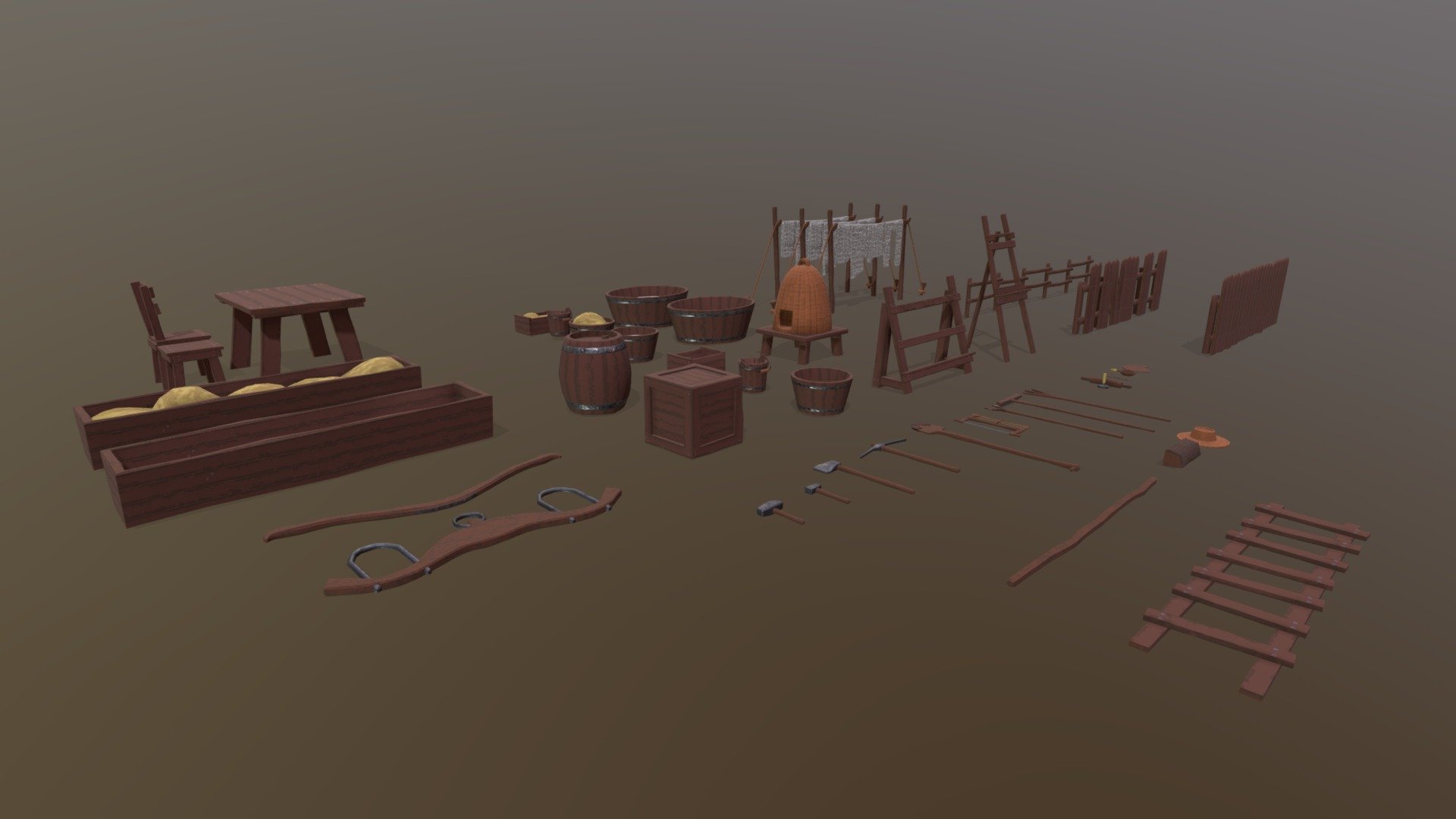 Stylized Medieval village External furniture