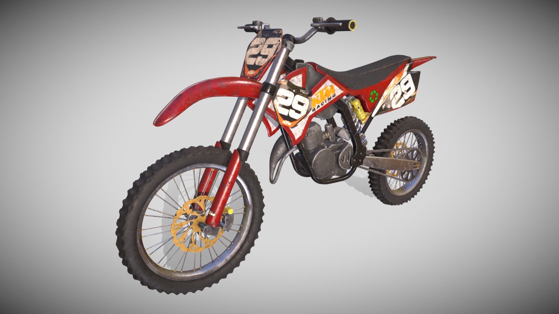 3D model Bike Ktm - This is a 3D model of the Bike Ktm. The 3D model is about a dirt bike with a red and black body.