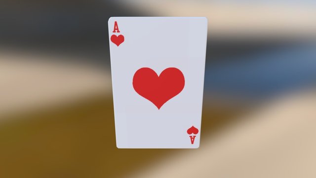 Ace of Hearts Playing Card 3D Model