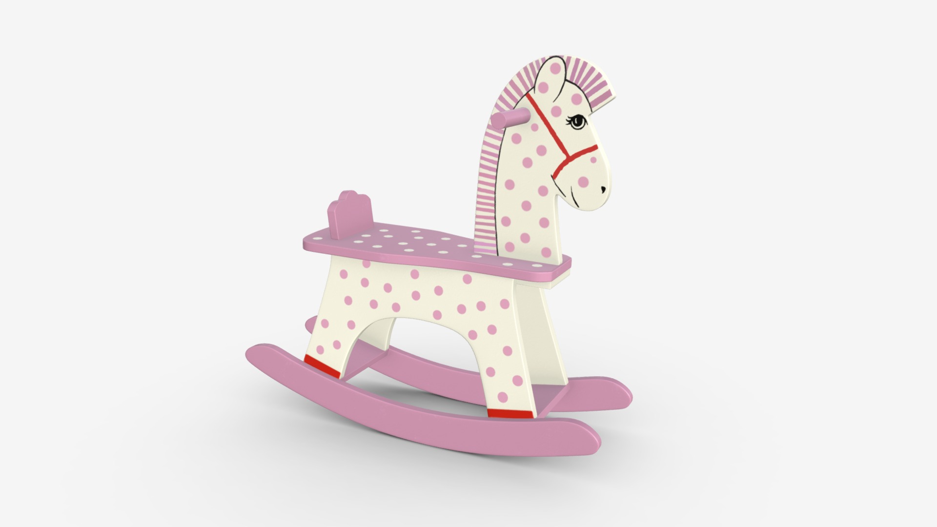 3D model rocking horse wooden toy pink - This is a 3D model of the rocking horse wooden toy pink. The 3D model is about shape.