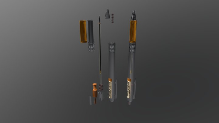 Retractable ballpoint pen(click pen) 3D Model