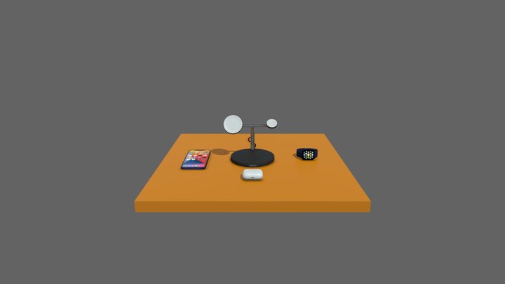 belkin boostcharge, iphone, watch, airpods. 3D Model