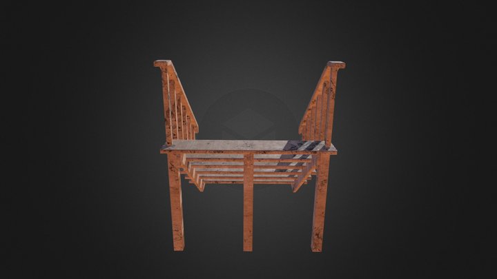 Wood Platform Stair System - Stairs 1 3D Model