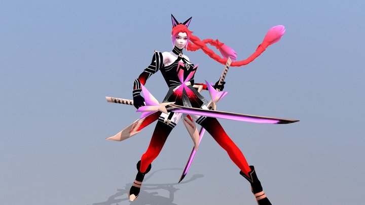 FREE MMO RPG Female 4k High-contrast 3D Model