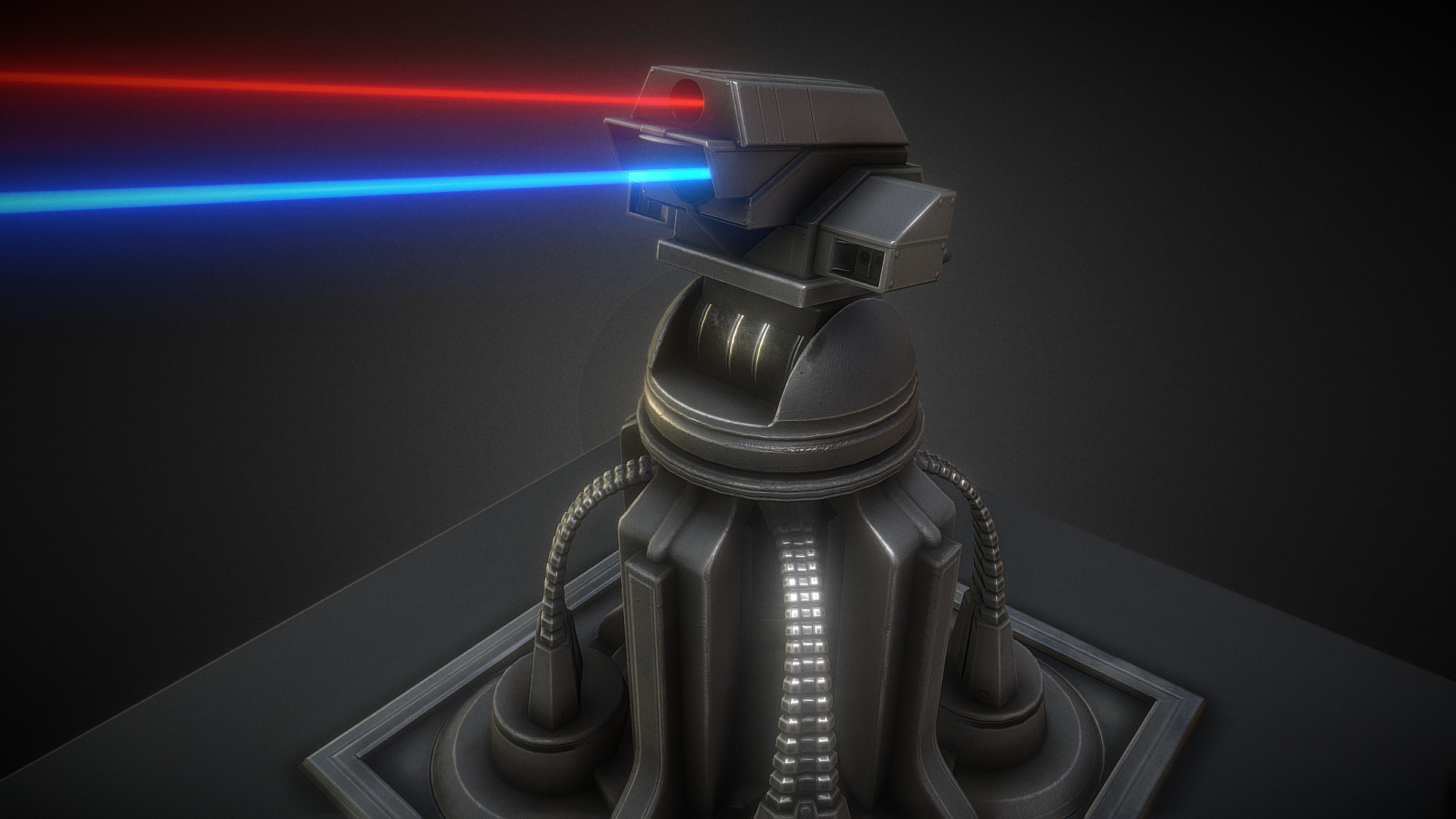3D model Futuristic Laser Gun Tower - This is a 3D model of the Futuristic Laser Gun Tower. The 3D model is about a robot with a light behind it.