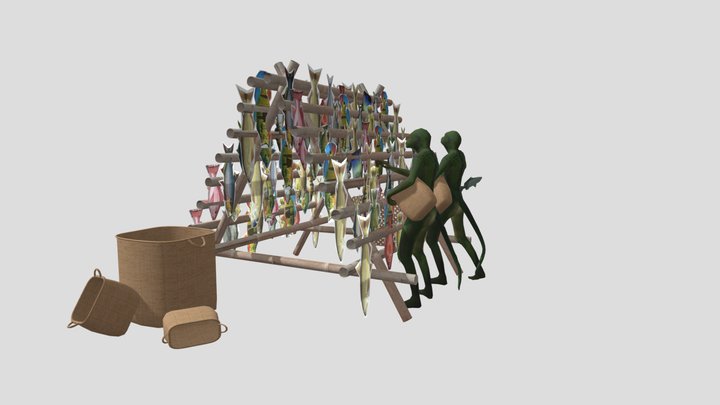 Fish Rack Workers 3D Model