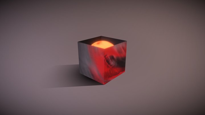 Открытая коробка с шаром2объекта 3D Model