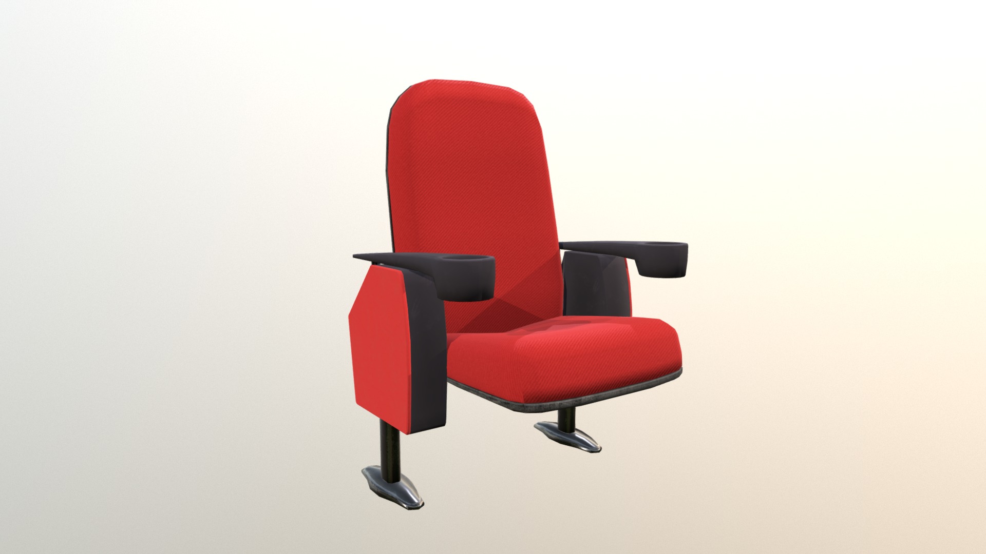 3D model Chair - This is a 3D model of the Chair. The 3D model is about a red chair with a black arm rest.
