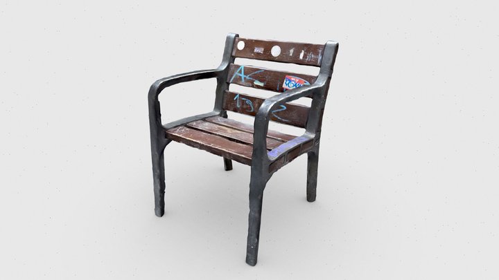 European Street Bench Chair (1 Person) I 3D Model