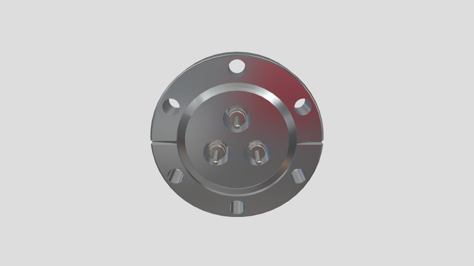 Grounded BNC shield with three CF40 flanges — Sketchfab embed 3D viewer