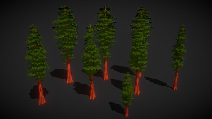 Stylised Redwood Trees Pack (with LOD groups) 3D Model
