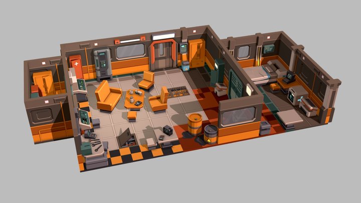 Command Center – Retro Sci-Fi Modular 3D Model