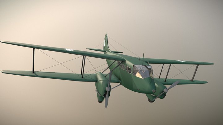 De Havilland 89 M "Dragon Rapide" N701 LAF 3D Model