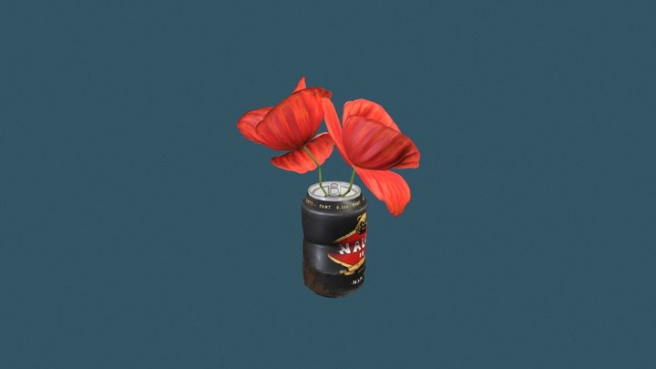 Poppies in a can 3D Model