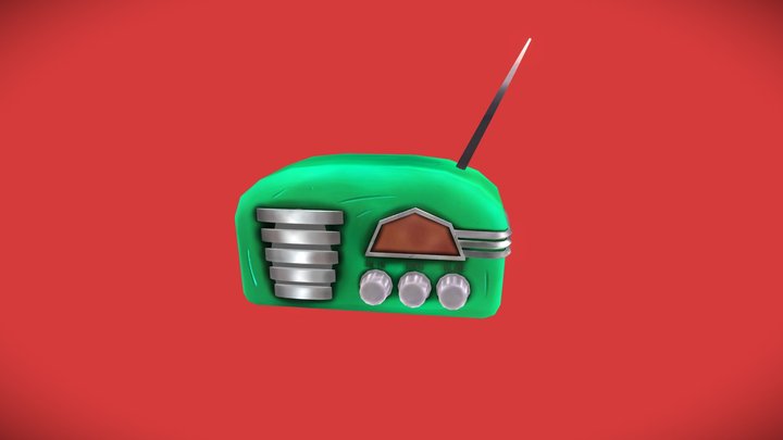 Retro Style Radio - Low Poly - Hand Painted 3D Model