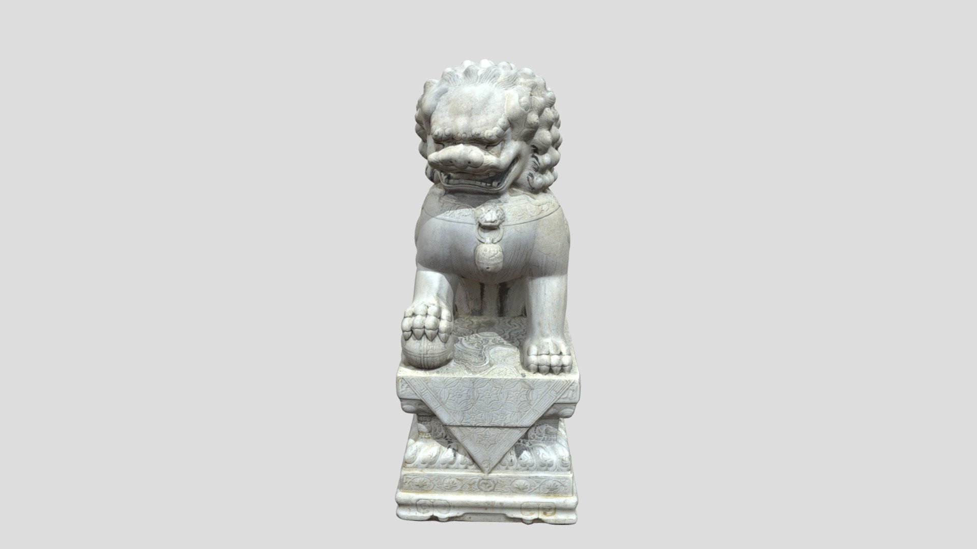 石狮子高精模型、影视模型、狮子雕像、坐狮Shizi Lion statue - 3D