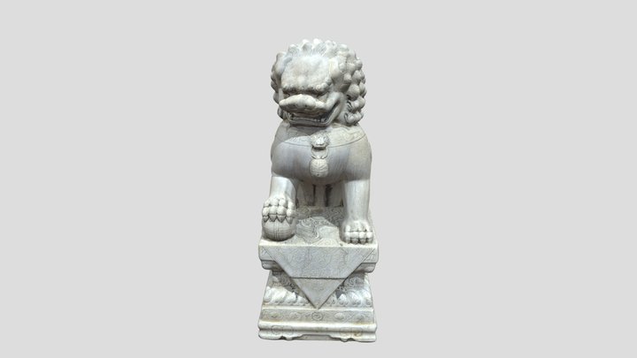 石狮子高精模型、影视模型、狮子雕像、坐狮  Shizi  Lion statue 3D Model