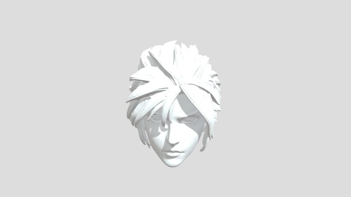 Cloud strife Spiky Blond Head Sculpture 3D Model
