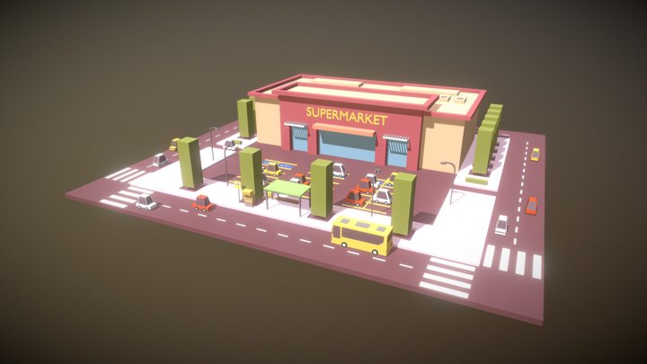 Lowpoly Supermarket 3D Model