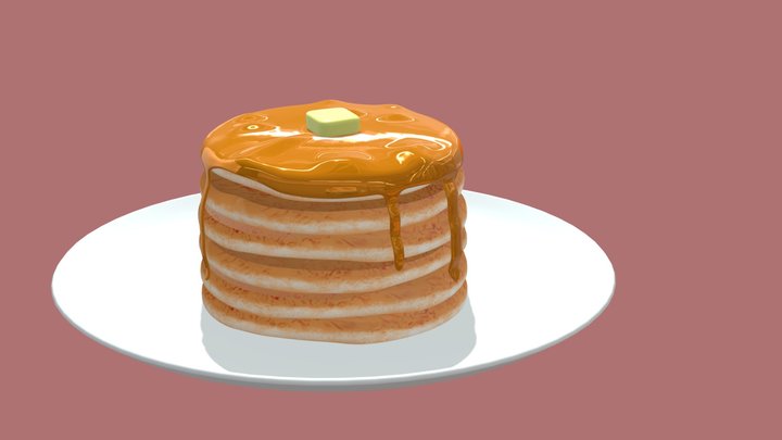 Pancakes with maple syrup 3D Model