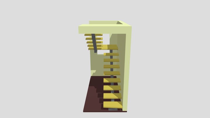 Laiptai su aikštele 3D Model