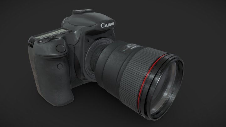 Canon EOS 60D + EF 85mm f/1.4l IS USM Lens 3D Model