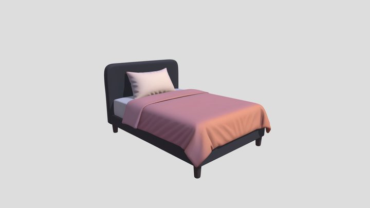Modern Minimalist Bed - Retro Neon VR Style 3D Model