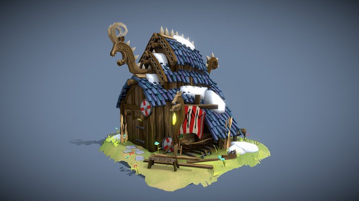 Viking Boatmaker - Stylized Building. 3D Model