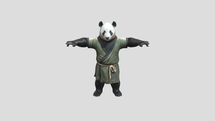Panda in a Robe 3D Model