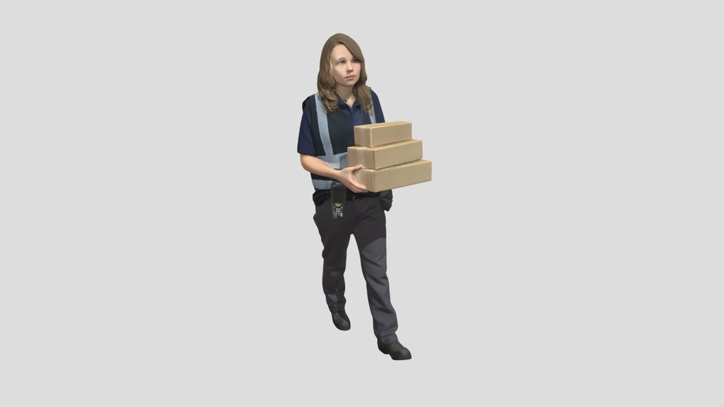 Warehouse Worker With Boxes