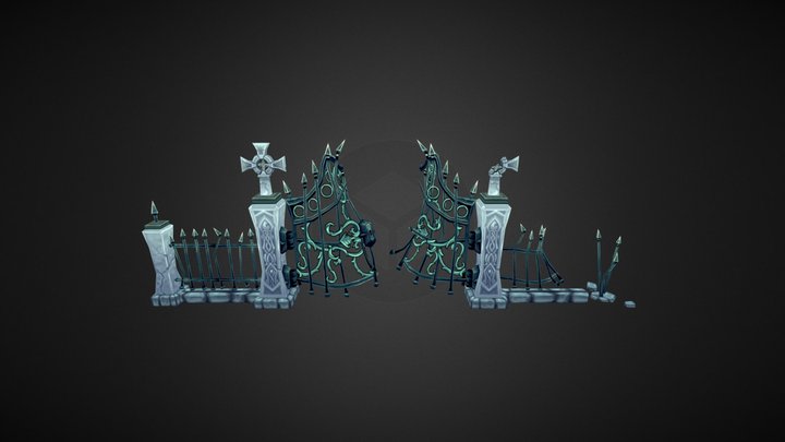 Low Poly Cemetery Gates 3D Model
