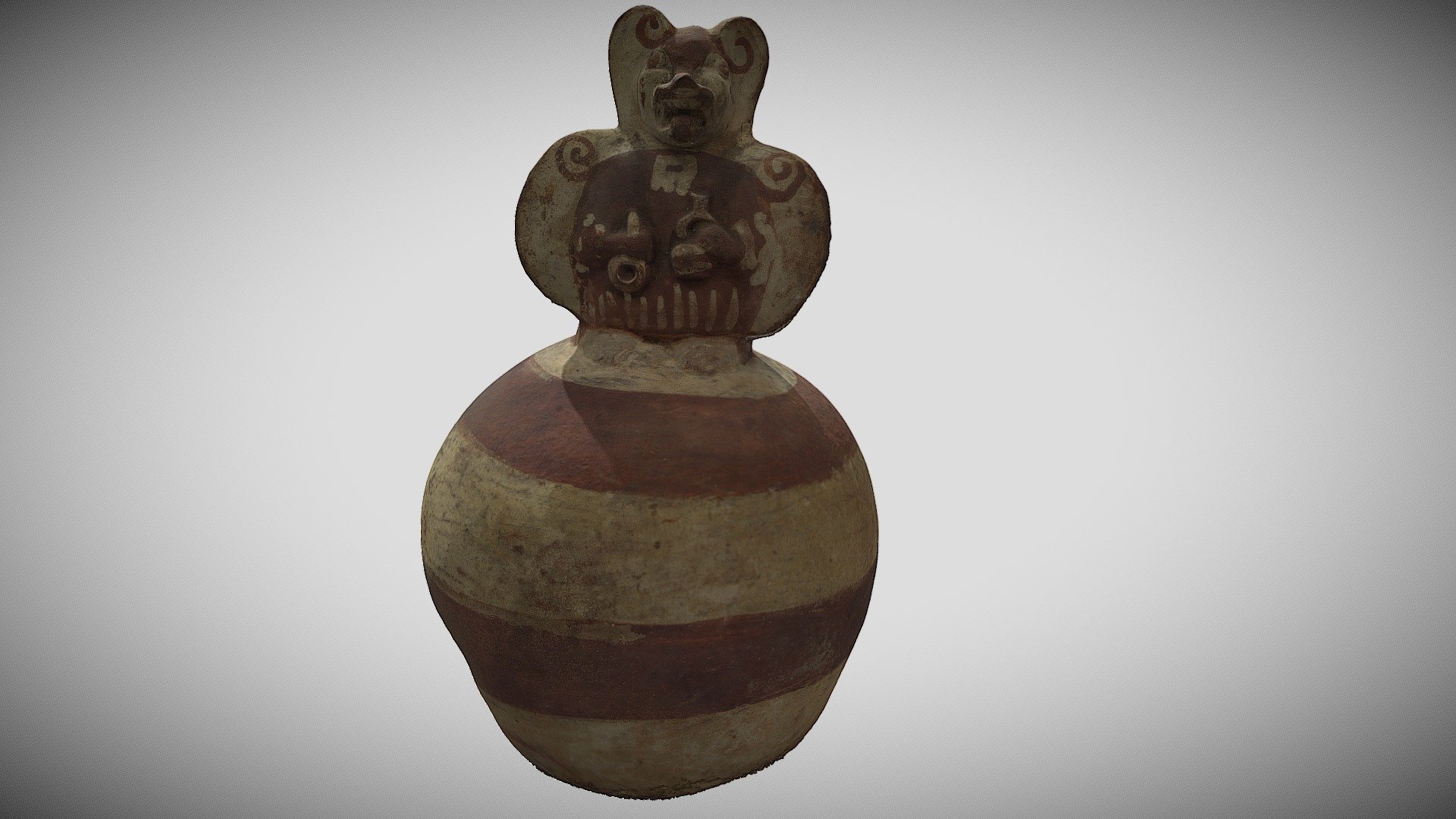 Ceramic Vessel with Bat Effigy -  3D Scan